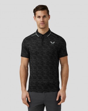 Castore Golf Printed Tech Polo Black | FQPEC4589